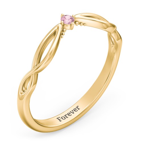 Celtic Gemstone Contour Wedding Band – 18K Gold Plated Silver with Pink Tourmaline