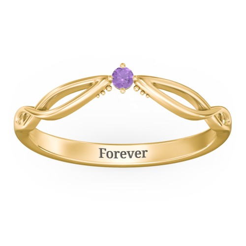 Celtic Gemstone Contour Wedding Band – 18K Gold Plated Silver with Amethyst