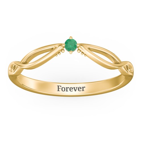 Celtic Gemstone Contour Wedding Band – 18K Gold Plated Silver with Emerald