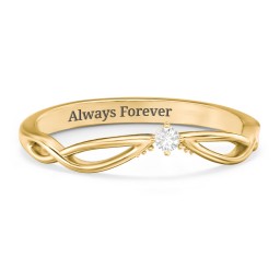 Celtic Gemstone Contour Wedding Band in 18K Gold Plated Silver with Diamond