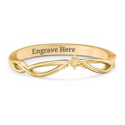 Celtic Gemstone Contour Wedding Band in 18K Gold Plated Silver with Citrine