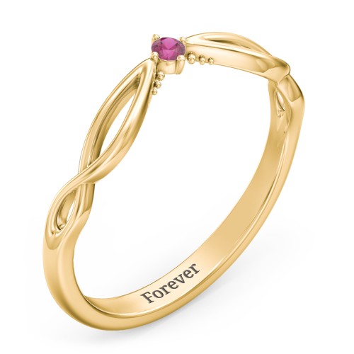 Celtic Gemstone Contour Wedding Band – 18K Gold Plated Silver with Ruby