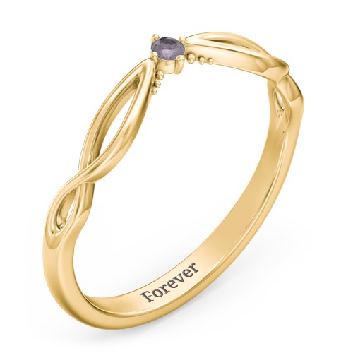 Celtic Gemstone Contour Wedding Band – 18K Gold Plated Silver with Alexandrite