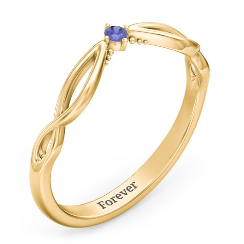 Celtic Gemstone Contour Wedding Band – 18K Gold Plated Silver with Blue Sapphire