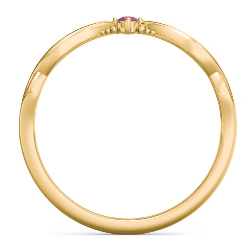 Celtic Gemstone Contour Wedding Band – 18K Gold Plated Silver with Ruby