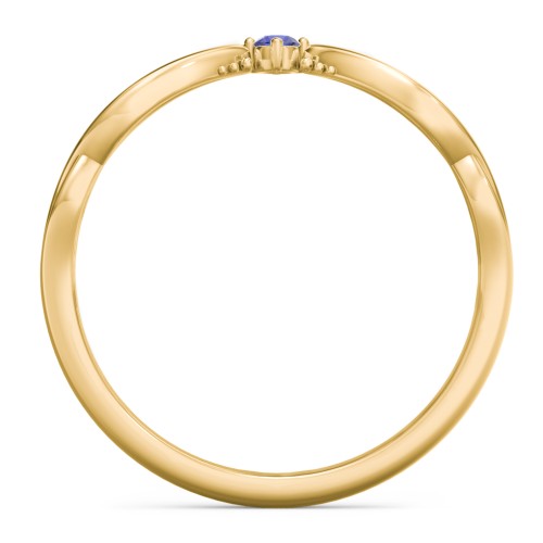 Celtic Gemstone Contour Wedding Band – 18K Gold Plated Silver with Blue Sapphire