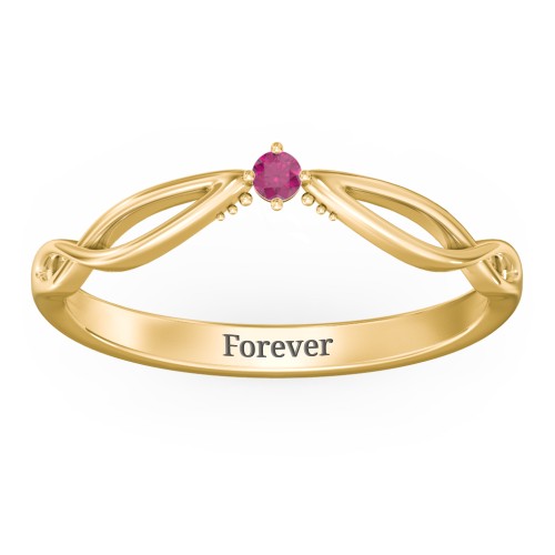 Celtic Gemstone Contour Wedding Band – 18K Gold Plated Silver with Ruby