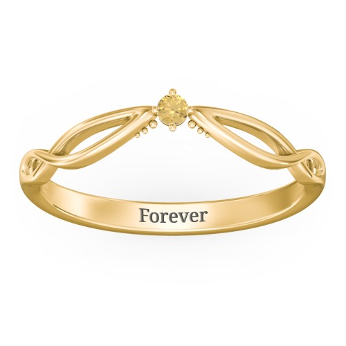 Celtic Gemstone Contour Wedding Band – 18K Gold Plated Silver with Citrine