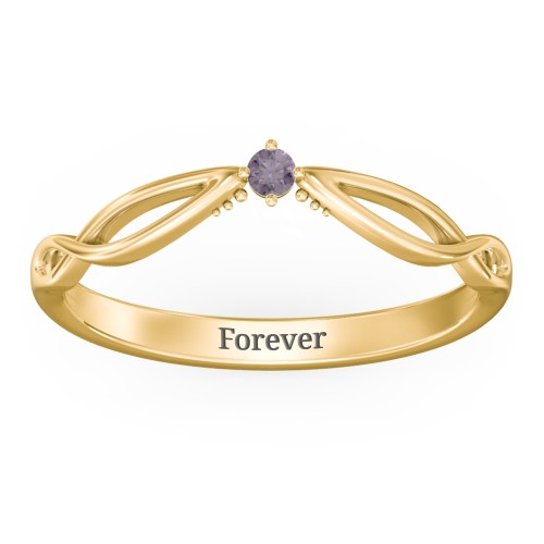 Celtic Gemstone Contour Wedding Band – 18K Gold Plated Silver with Alexandrite