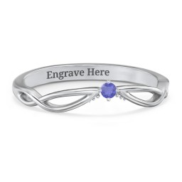 Celtic Gemstone Contour Wedding Band in 925 Sterling Silver with Blue Sapphire