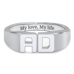 Double Initial Signet Ring – 18K Gold Plated Silver