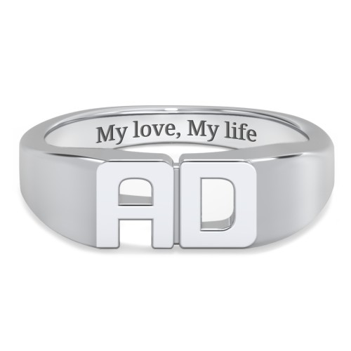 Double Initial Signet Ring – Sterling Silver