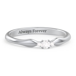 Dainty Trinity Stone Promise Ring in 925 Sterling Silver with Diamond