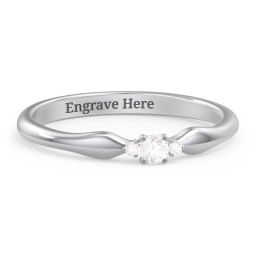 Dainty Trinity Stone Promise Ring in 925 Sterling Silver with Lab Diamond and Diamond