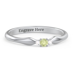 Dainty Trinity Stone Promise Ring in 925 Sterling Silver with Peridot and Diamond
