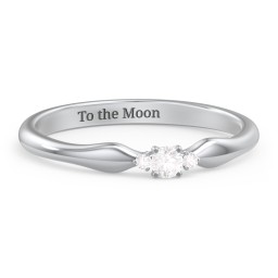 Dainty Trinity Stone Promise Ring in 925 Sterling Silver with Cubic Zirconia and White Premium Zirconia
