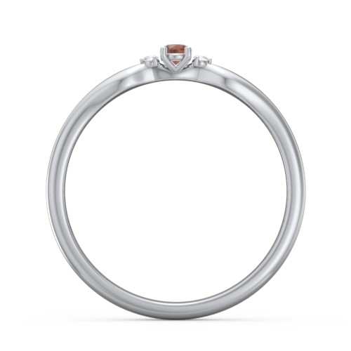 Dainty Trinity Stone Promise Ring – Sterling Silver with Garnet and Diamond