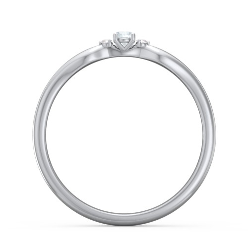 Dainty Trinity Stone Promise Ring – Sterling Silver with Aquamarine and White Premium Zirconia