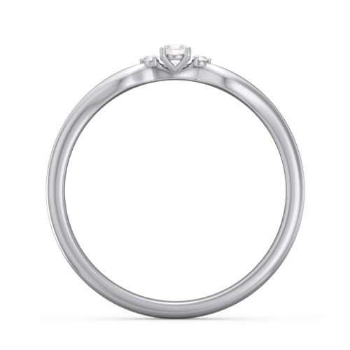 Dainty Trinity Stone Promise Ring – Sterling Silver with Diamond
