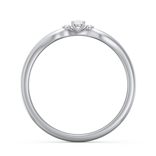 Dainty Trinity Stone Promise Ring – Sterling Silver with Opal and White Premium Zirconia