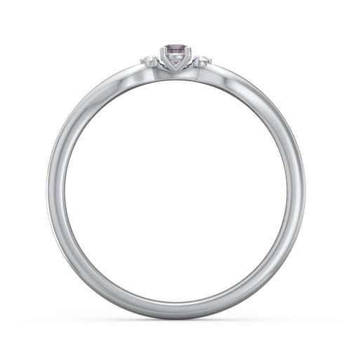 Dainty Trinity Stone Promise Ring – Sterling Silver with Alexandrite and Diamond