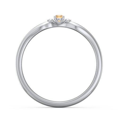 Dainty Trinity Stone Promise Ring – Sterling Silver with Citrine and Diamond