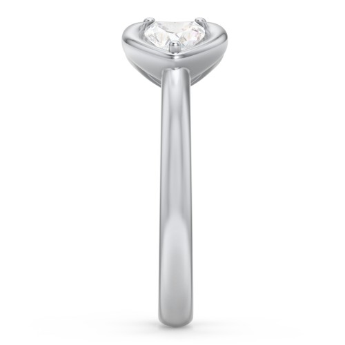 Heart In Heart Gemstone Open Cuff Ring – Sterling Silver with Diamond