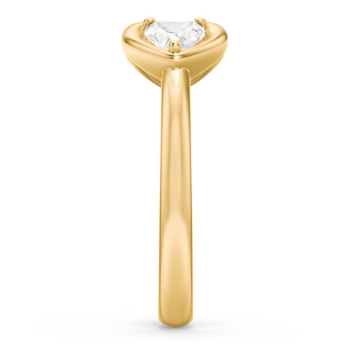 Heart In Heart Gemstone Open Cuff Ring – 18K Gold Plated Silver with Diamond