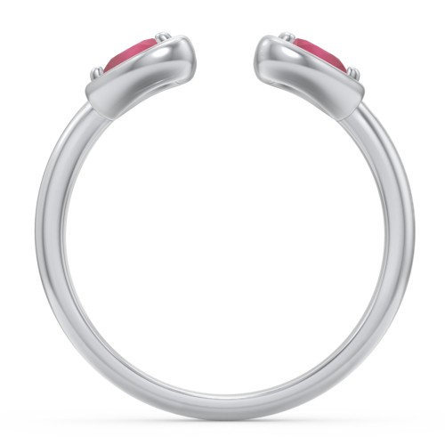 Heart In Heart Gemstone Open Cuff Ring