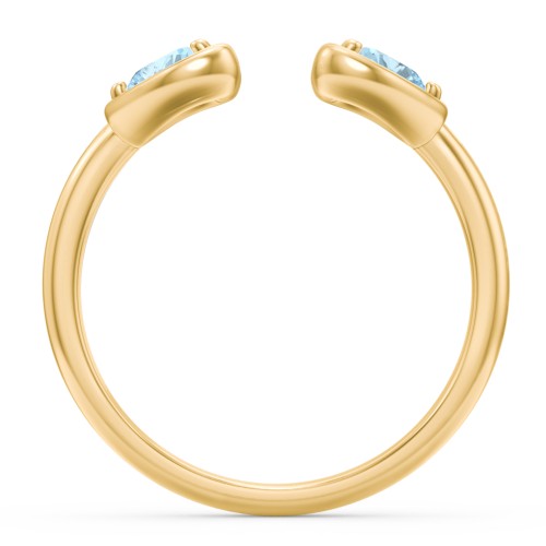 Heart In Heart Gemstone Open Cuff Ring
