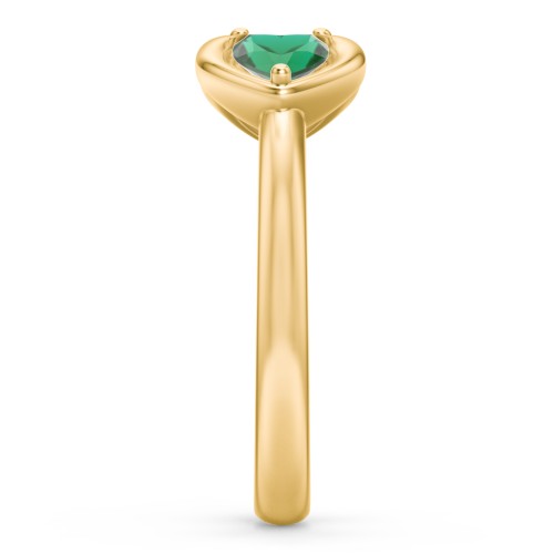 Heart In Heart Gemstone Open Cuff Ring – 18K Gold Plated Silver with Emerald