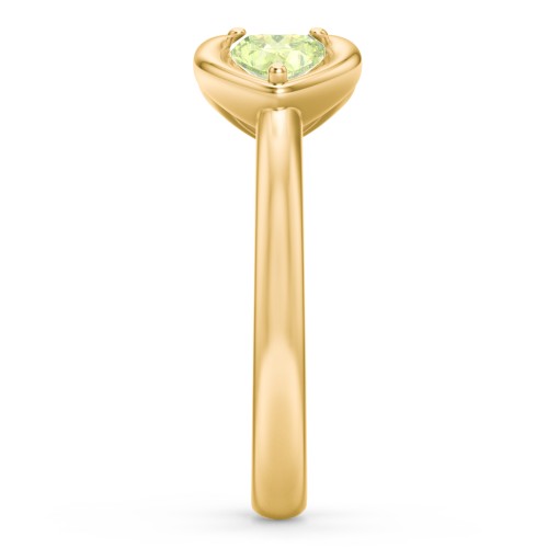 Heart In Heart Gemstone Open Cuff Ring – 18K Gold Plated Silver with Peridot