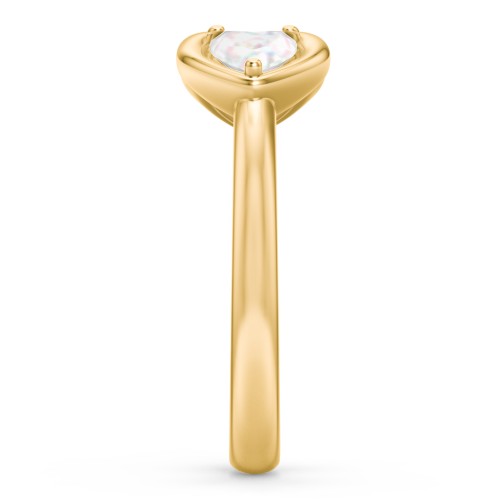 Heart In Heart Gemstone Open Cuff Ring – 18K Gold Plated Silver with Opal