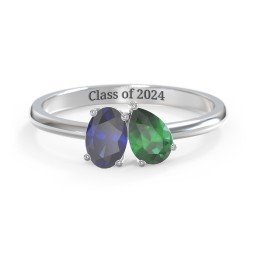 Toi et Moi Oval and Pear Gemstone Ring