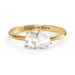 Toi et Moi Oval and Pear Gemstone Ring