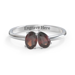Toi et Moi Oval and Pear Gemstone Ring