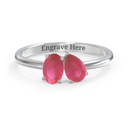 Toi et Moi Oval and Pear Gemstone Ring