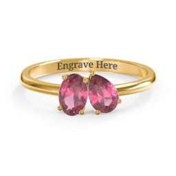 Toi et Moi Oval and Pear Gemstone Ring