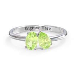 Toi et Moi Oval and Pear Gemstone Ring