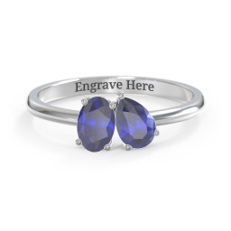Toi et Moi Oval and Pear Gemstone Ring