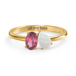 Toi et Moi Oval and Pear Gemstone Ring