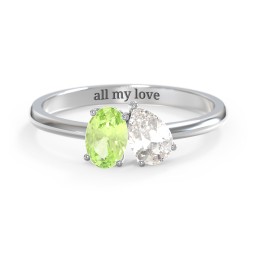 Toi et Moi Oval and Pear Gemstone Ring