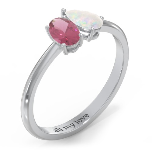 Toi et Moi Oval and Pear Gemstone Ring