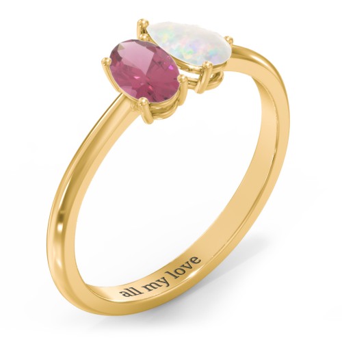 Toi et Moi Oval and Pear Gemstone Ring
