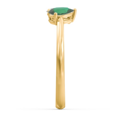 Toi et Moi Oval and Pear Gemstone Ring – 18K Gold Plated Silver with Emerald