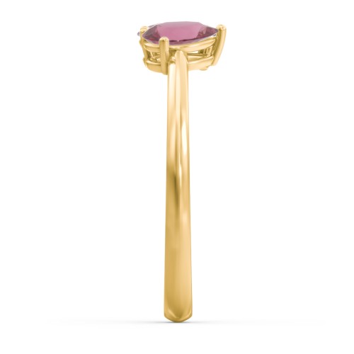 Toi et Moi Oval and Pear Gemstone Ring – 18K Gold Plated Silver with Pink Tourmaline