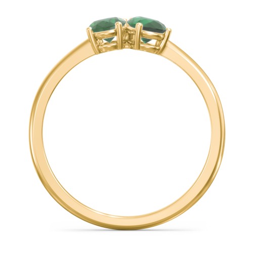 Toi et Moi Oval and Pear Gemstone Ring – 18K Gold Plated Silver with Emerald