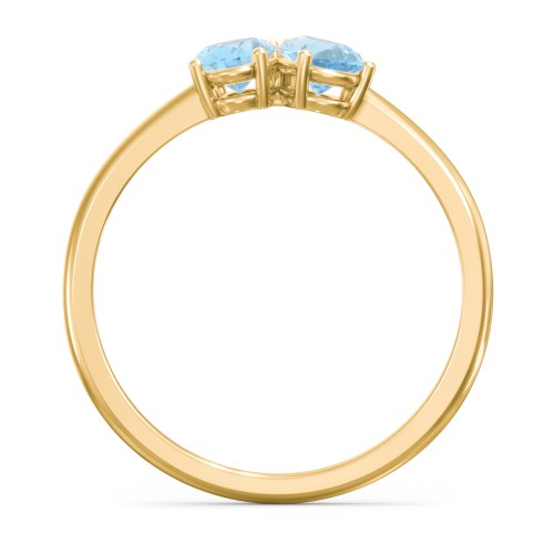 Toi et Moi Oval and Pear Gemstone Ring – 18K Gold Plated Silver with Blue Topaz