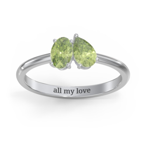 Toi et Moi Oval and Pear Gemstone Ring