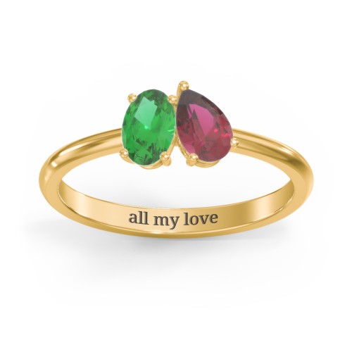 Toi et Moi Oval and Pear Gemstone Ring